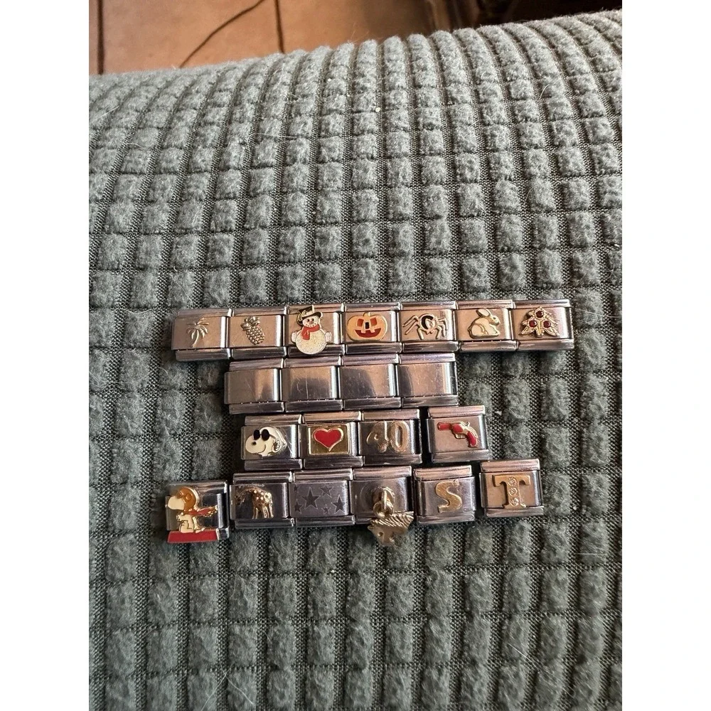 Vintage Mixed Lots of Italian Charms 21 Pieces Stainless Steel Name Brand Charms
